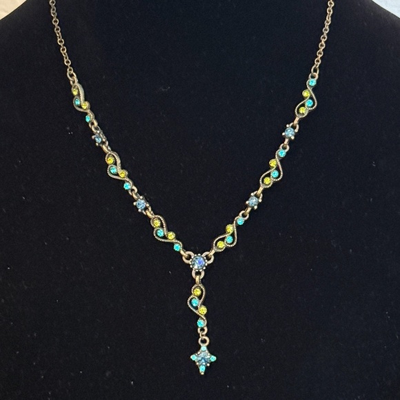 Cookie Lee Blue and Yellow/Green Necklace EUC - Picture 11 of 11